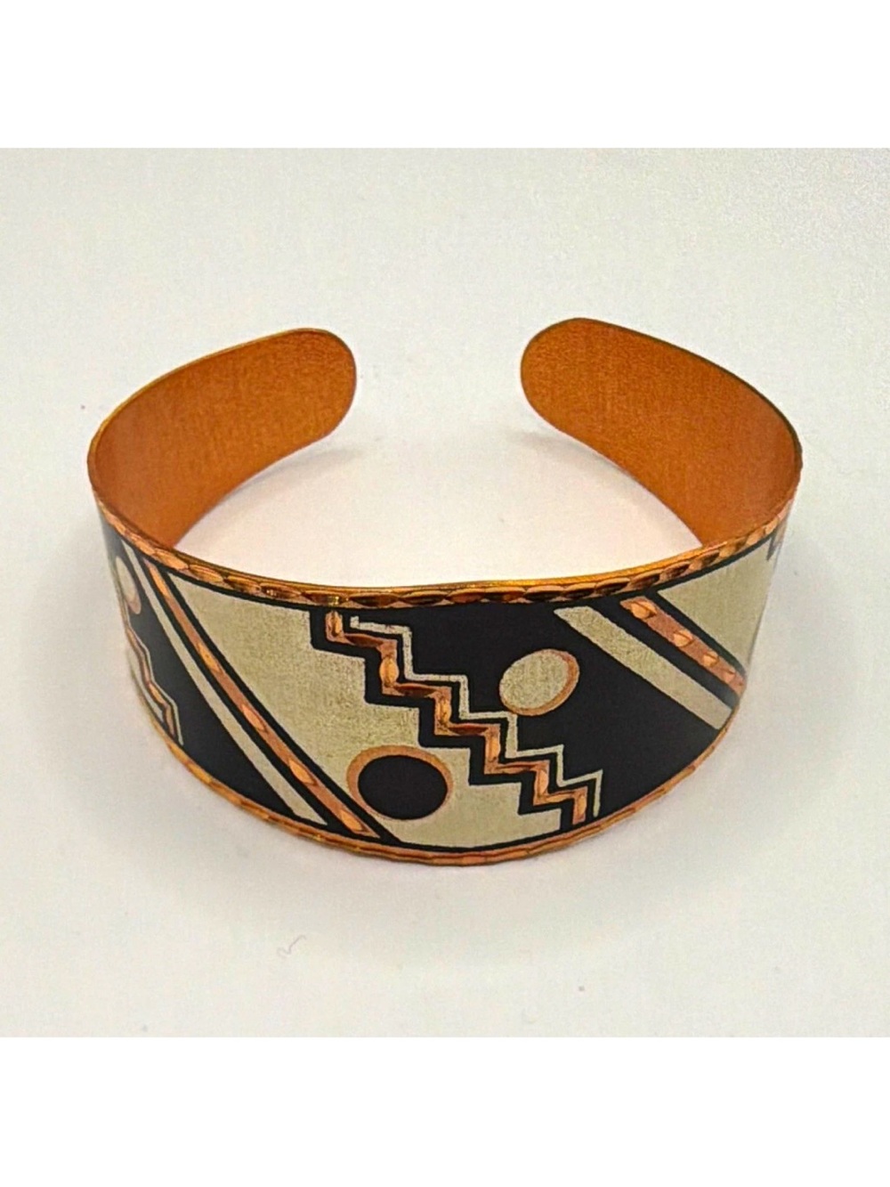 VTG Southwest Native American Style Copper Geometric Pattern Cuff Bracelet